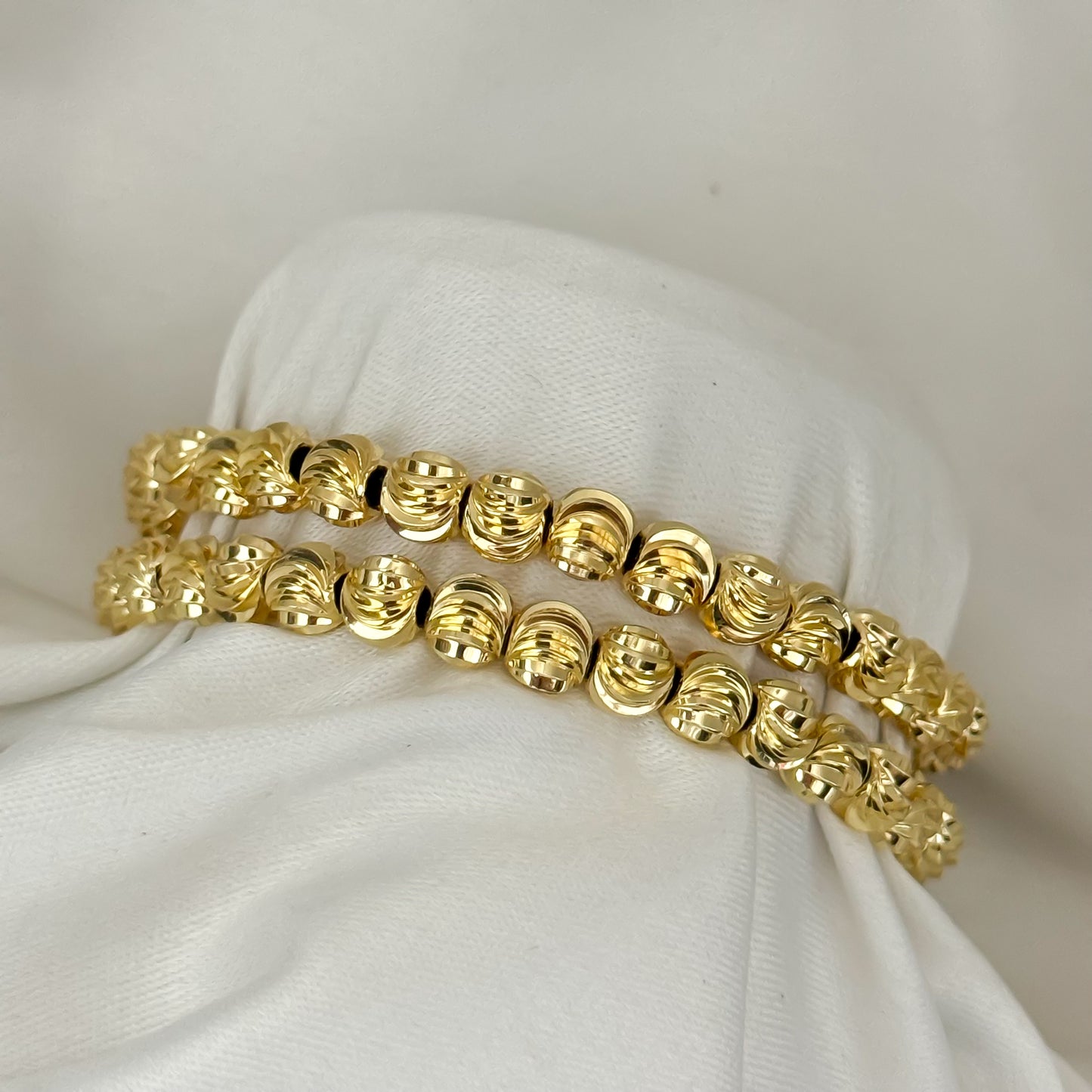 2 pulseras para Parejas Union Balin 6mm italaino en Oro Laminado 18k con Garantia de por vida